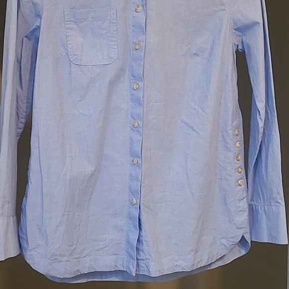 Talbots Light Blue Cotton Oxford Shirt XS | Side Button Detail - Picture 11 of 15
